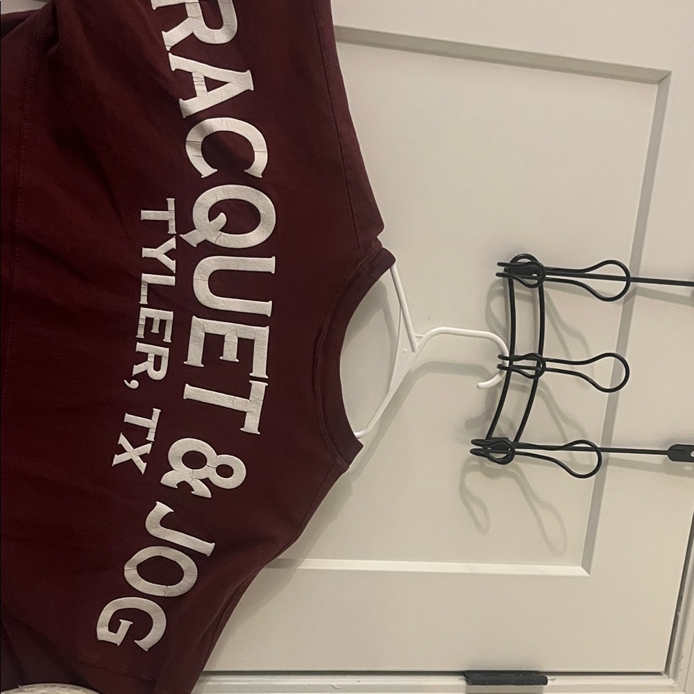 Maroon Long Sleeve Graphic Tee with White Text